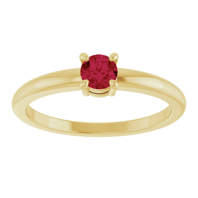 14K Gold Round Natural Ruby Solitaire Ring - Yellow Gold - view 3