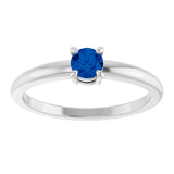 Platinum Round Natural Blue Sapphire Solitaire Ring - view 3