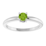 14K Gold Round Natural Peridot Solitaire Ring - White Gold - view 3