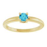 14K Gold Round Natural Blue Zircon Solitaire Ring - Yellow Gold - view 3