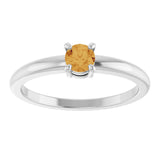 14K Gold Round Natural Citrine Solitaire Ring - White Gold - view 3