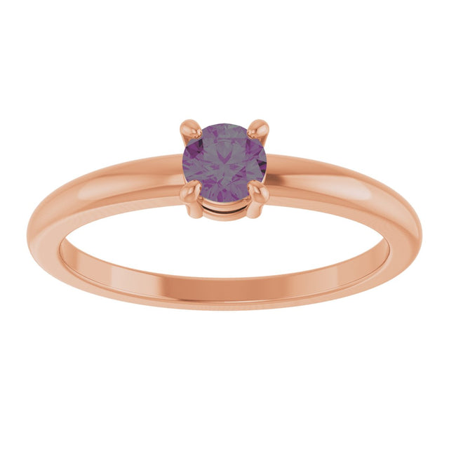 14K Gold Round Lab-Grown Alexandrite Solitaire Ring - Rose Gold - view 3