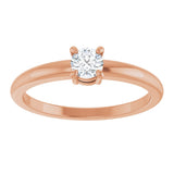 14K Gold Round Natural White Sapphire Solitaire Ring - Rose Gold - view 3