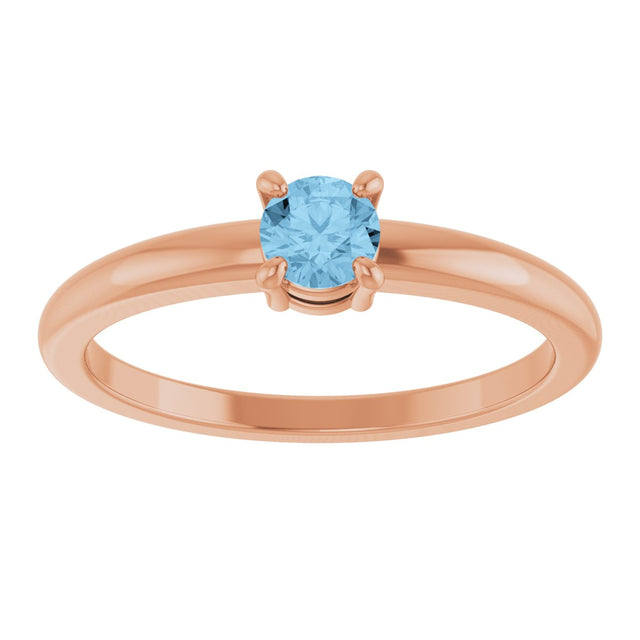 14K Gold Round Natural Sky Blue Topaz Solitaire Ring - Rose Gold - view 3