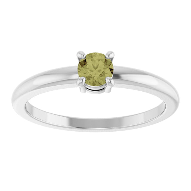 Platinum Round Natural Green Sapphire Solitaire Ring - view 3