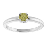 14K Gold Round Natural Green Sapphire Solitaire Ring - White Gold - view 3