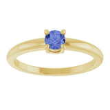 14K Gold Round Natural Tanzanite Solitaire Ring - Yellow Gold - view 3