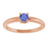 14K Gold Round Natural Tanzanite Solitaire Ring - Rose Gold - view 3