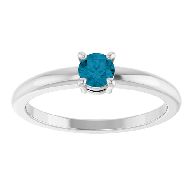 14K Gold Round Natural London Blue Topaz Solitaire Ring - White Gold - view 3
