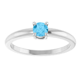 14K Gold Round Natural Swiss Blue Topaz Solitaire Ring - White Gold - view 3