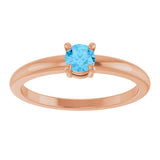 14K Gold Round Natural Swiss Blue Topaz Solitaire Ring - Rose Gold - view 3