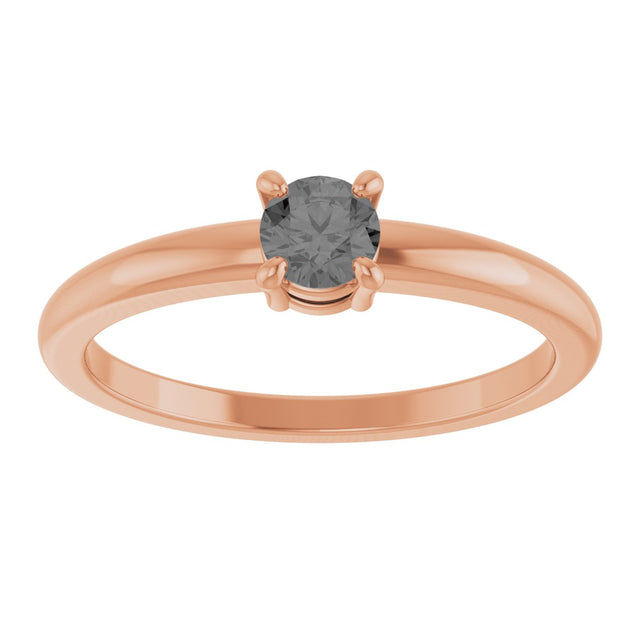 14K Gold Round Natural Gray Spinel Solitaire Ring - Rose Gold - view 3