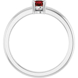 Platinum Round Natural Mozambique Garnet Solitaire Ring - view 2