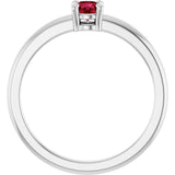 14K Gold Round Natural Ruby Solitaire Ring - White Gold - view 2