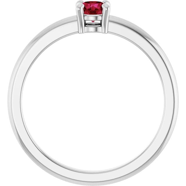 Platinum Round Natural Ruby Solitaire Ring - view 2