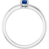 Platinum Round Natural Blue Sapphire Solitaire Ring - view 2