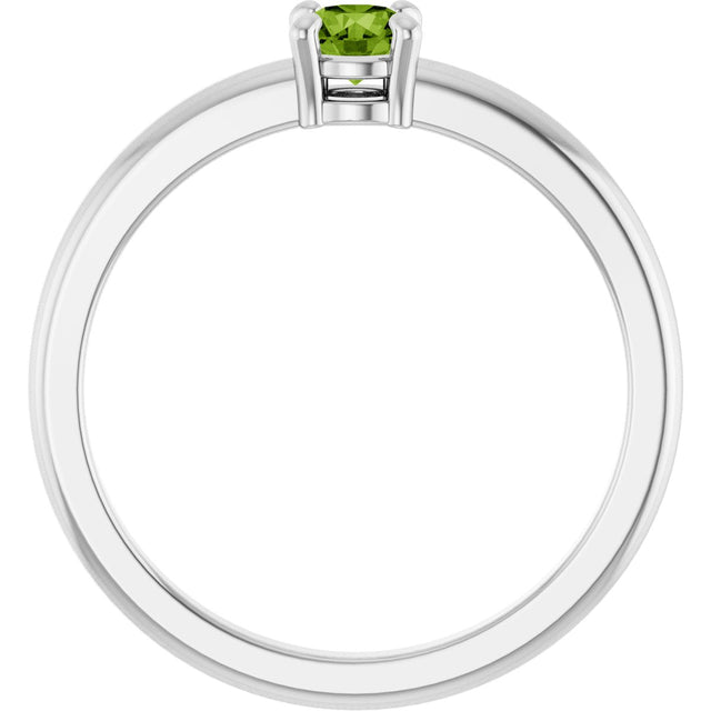 Platinum Round Natural Peridot Solitaire Ring - view 2