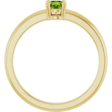 14K Gold Round Natural Peridot Solitaire Ring - Yellow Gold - view 2