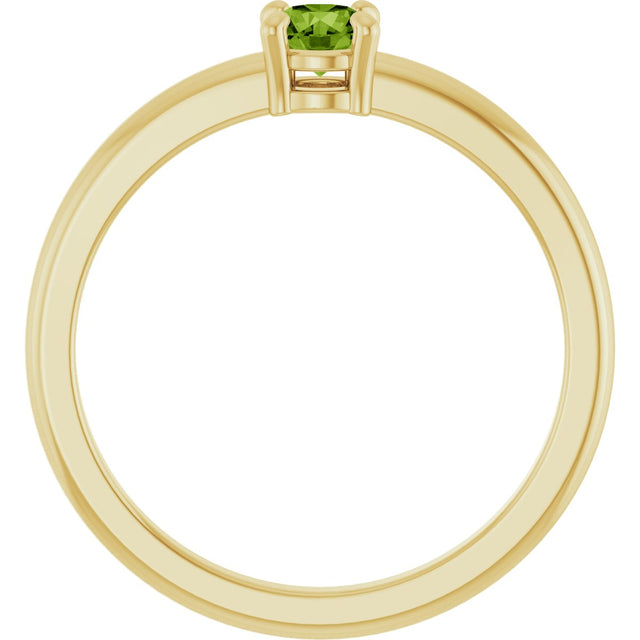 14K Gold Round Natural Peridot Solitaire Ring - Yellow Gold - view 2