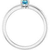 Platinum Round Natural Blue Zircon Solitaire Ring - view 2