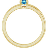 14K Gold Round Natural Blue Zircon Solitaire Ring - Yellow Gold - view 2