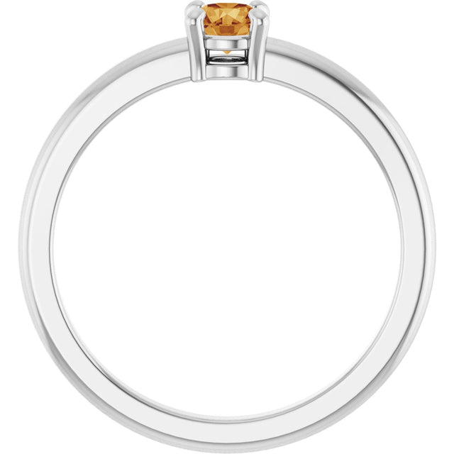 Platinum Round Natural Citrine Solitaire Ring - view 2