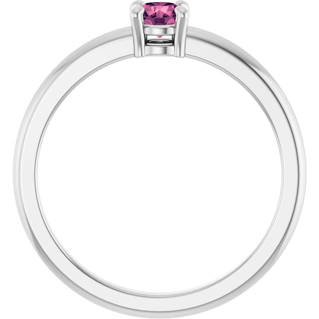 Platinum Round Natural Pink Tourmaline Solitaire Ring - view 2