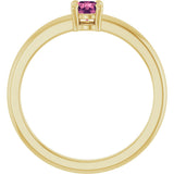 14K Gold Round Natural Pink Tourmaline Solitaire Ring - Yellow Gold - view 2