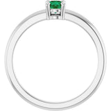 14K Gold Round Natural Emerald Solitaire Ring - White Gold - view 2