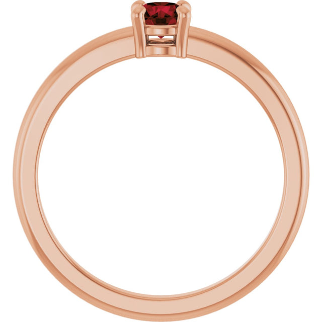 14K Gold Round Natural Mozambique Garnet Solitaire Ring - Rose Gold - view 2