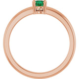 14K Gold Round Natural Emerald Solitaire Ring - Rose Gold - view 2