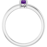 Platinum Round Natural Amethyst Solitaire Ring - view 2