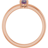 14K Gold Round Lab-Grown Alexandrite Solitaire Ring - Rose Gold - view 2