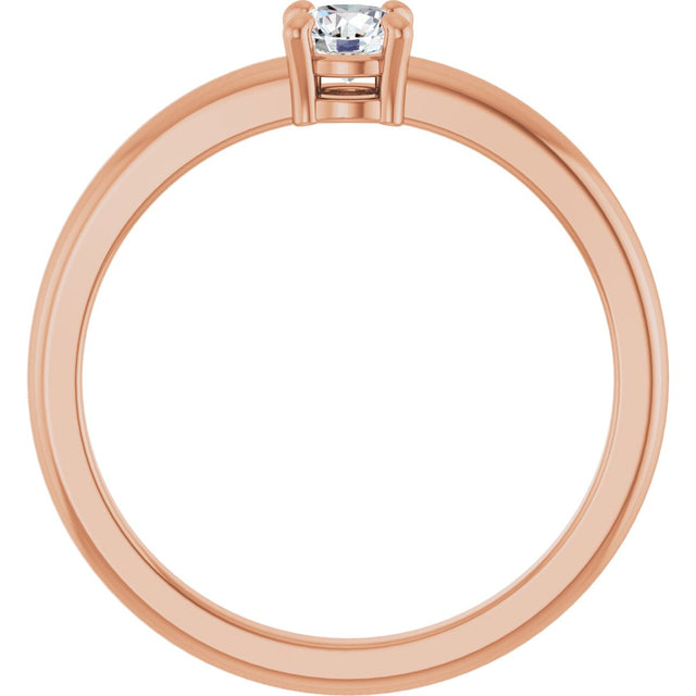 14K Gold Round Natural White Sapphire Solitaire Ring - Rose Gold - view 2