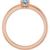 14K Gold Round Natural Sky Blue Topaz Solitaire Ring - Rose Gold - view 2