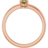 14K Gold Round Natural Green Sapphire Solitaire Ring - Rose Gold - view 2