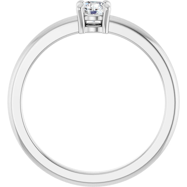 14K Gold Round Natural White Sapphire Solitaire Ring - White Gold - view 2