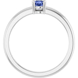 Platinum Round Natural Tanzanite Solitaire Ring - view 2