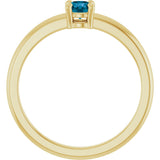 14K Gold Round Natural London Blue Topaz Solitaire Ring - Yellow Gold - view 2