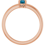 14K Gold Round Natural London Blue Topaz Solitaire Ring - Rose Gold - view 2