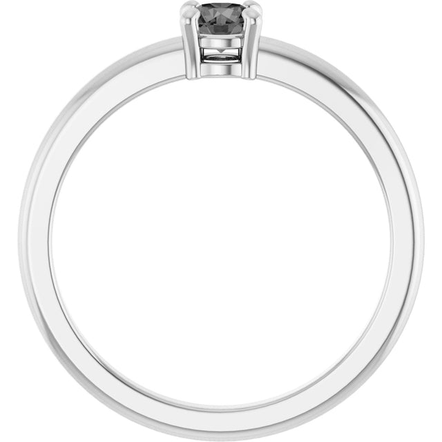 Platinum Round Natural Gray Spinel Solitaire Ring - view 2