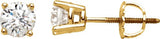 14K Gold Natural Diamond Round 4-Prong Stud Earrings – 2.8-6.3mm Stones - Yellow Gold