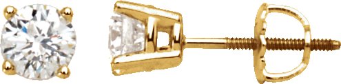 14K Gold Natural Diamond Round 4-Prong Stud Earrings – 2.8-6.3mm Stones - Yellow Gold