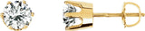 14K Gold Natural Diamond Round 6-Prong Stud Earrings II - Yellow Gold