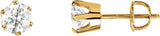 14K Gold Natural Diamond Round 6-Prong Stud Earrings II - Yellow Gold