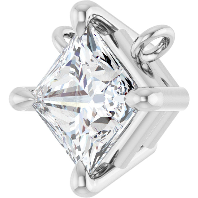 Platinum Square Lab-Grown Diamond Solitaire Claw-Prong Necklace - view 2