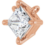 14K Gold Square Lab-Grown Diamond Solitaire Claw-Prong Necklace - Rose Gold - view 2