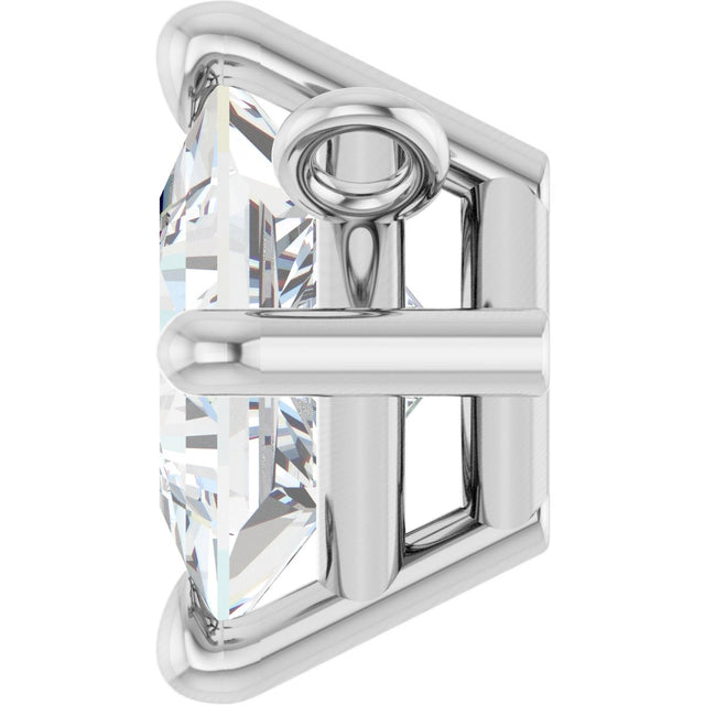 Platinum Square Lab-Grown Diamond Solitaire Claw-Prong Necklace - view 3
