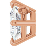 14K Gold Square Lab-Grown Diamond Solitaire Claw-Prong Necklace - Rose Gold - view 3