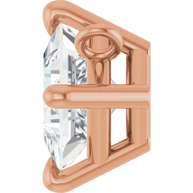 14K Gold Square Lab-Grown Diamond Solitaire Claw-Prong Necklace - Rose Gold - view 3